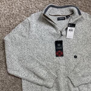 NWT Chaps Ralph Lauren Oatmeal Knit Quarter Zip Pullover Sweater Men’s Size L